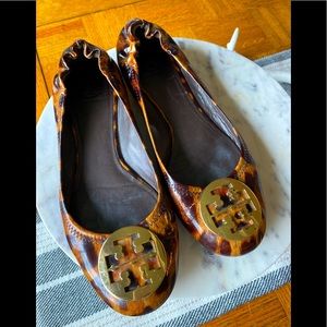 Tory Burch Patent Leather Leopard Flats 9.5